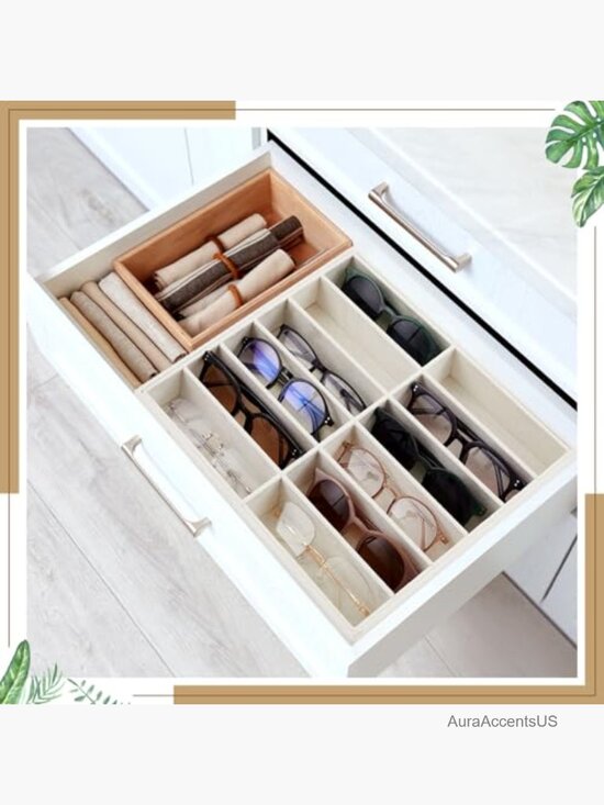 Stackable Sunglass Organizer Trays - 2 Pack, 12 Grids Each, Velvet main image 6